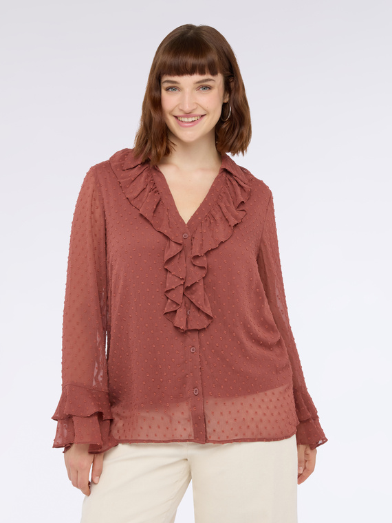 Blouse en tissu plumetis avec ruches