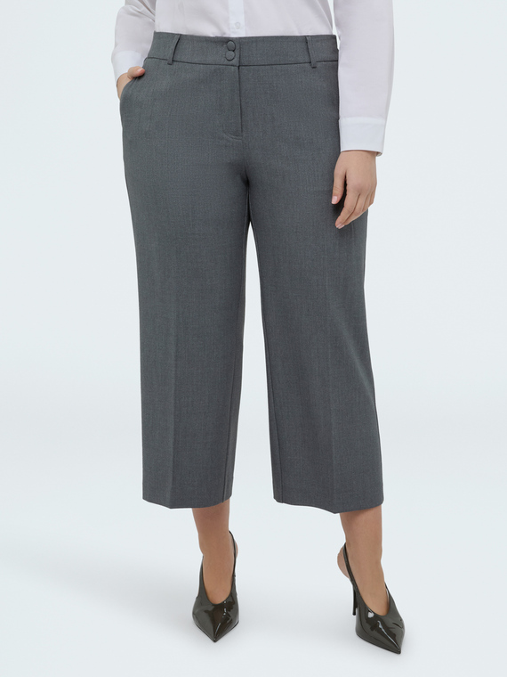 Cropped Trousers in melange fabric