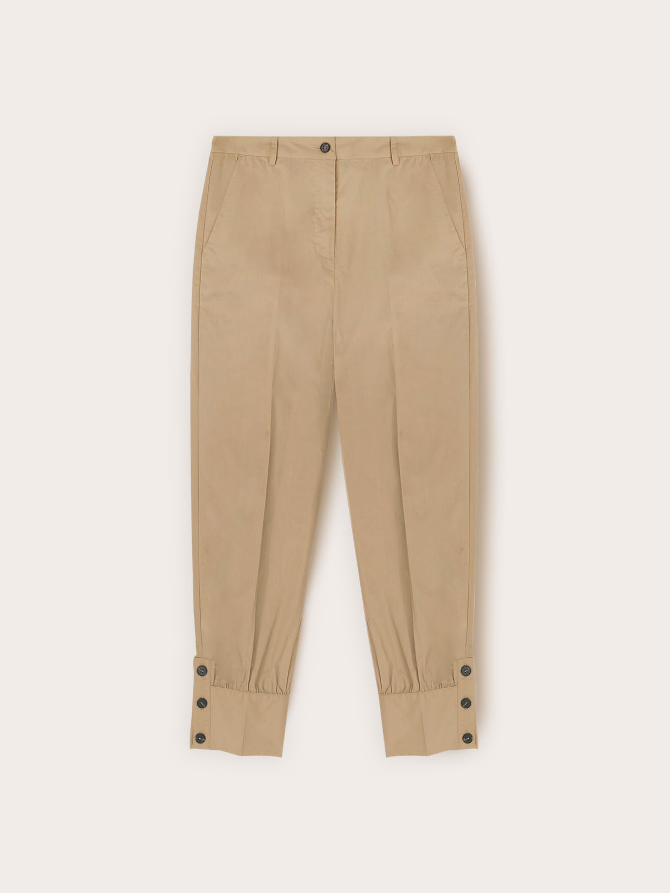 Pants with cuff in poplin image number 4