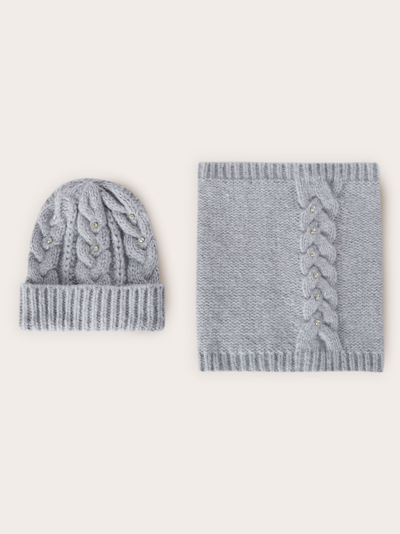 Set sciarpa e berretto con pietre crystal image number 1