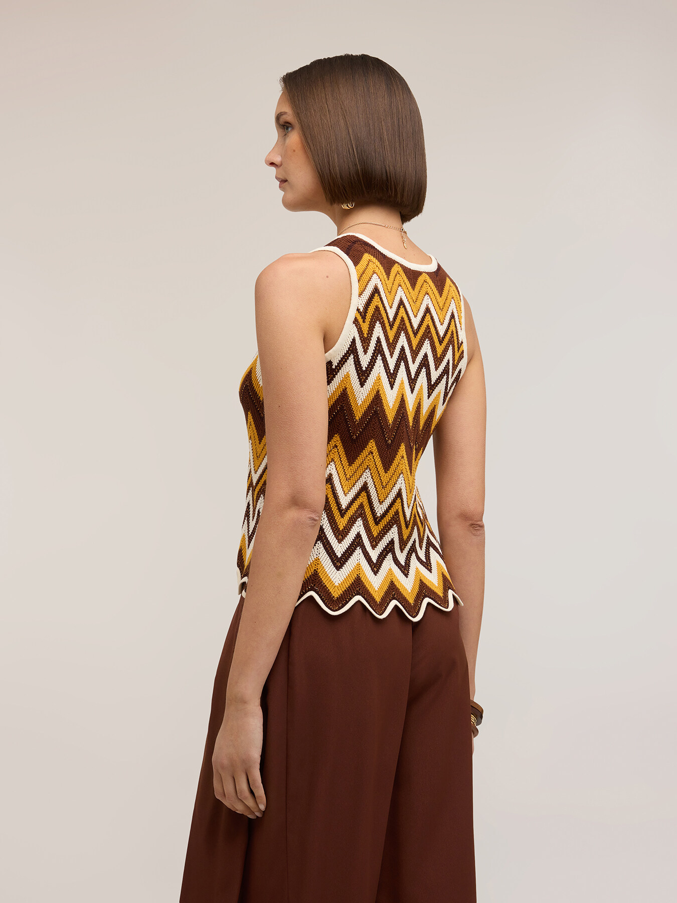 Top tricotat cu model chevron image number 1