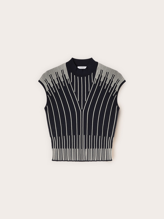 Striped viscose turtleneck sweater