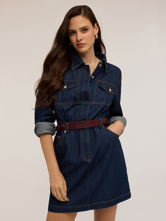 Short denim shirt dress