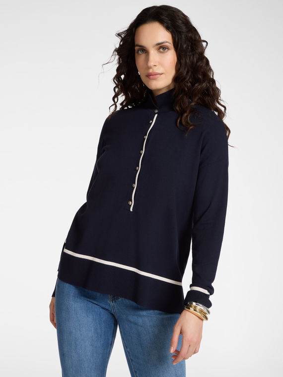 Poloshirt mit Kn&ouml;pfen aus Viskosemischung