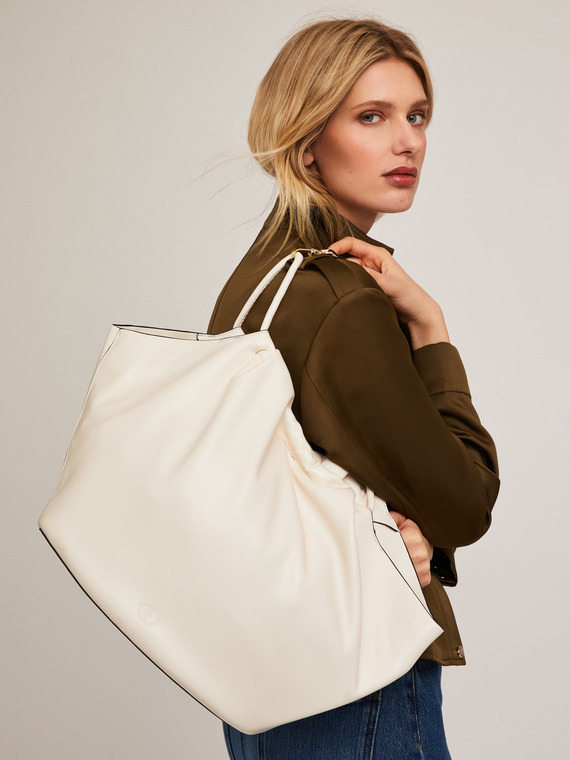 Curly tote bag in coated fabric