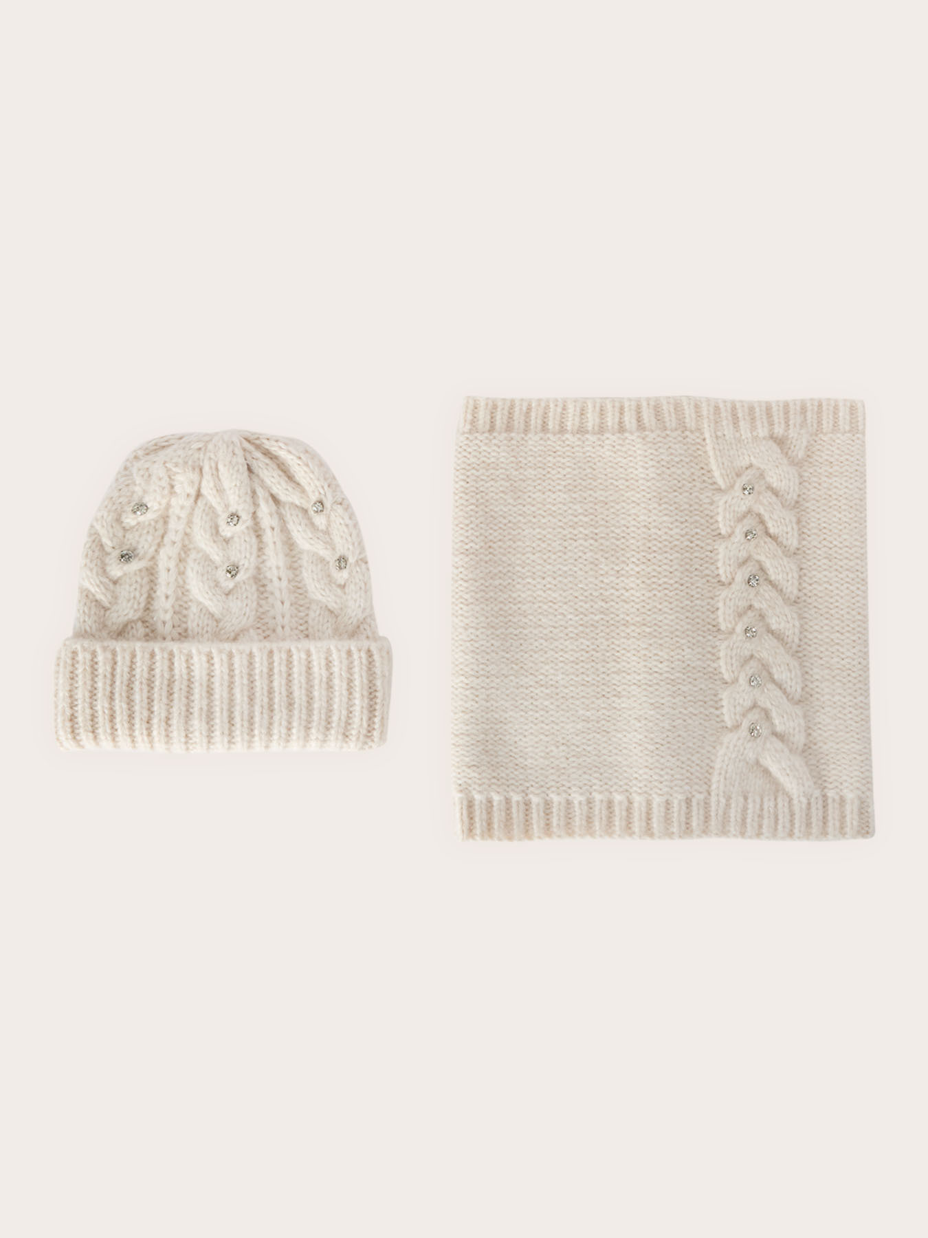 Set Schal und Mütze mit Kristallsteinen image number 0