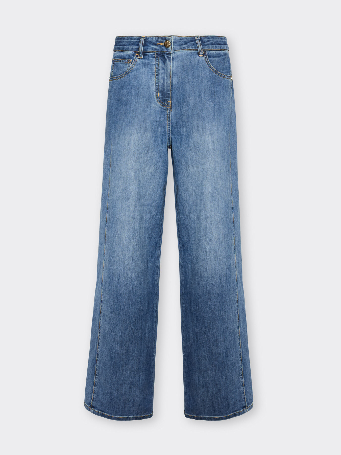 Jeans mit 5 Taschen, mittlere Bundh&ouml;he, weites Bein,  "Wanda" image number 4