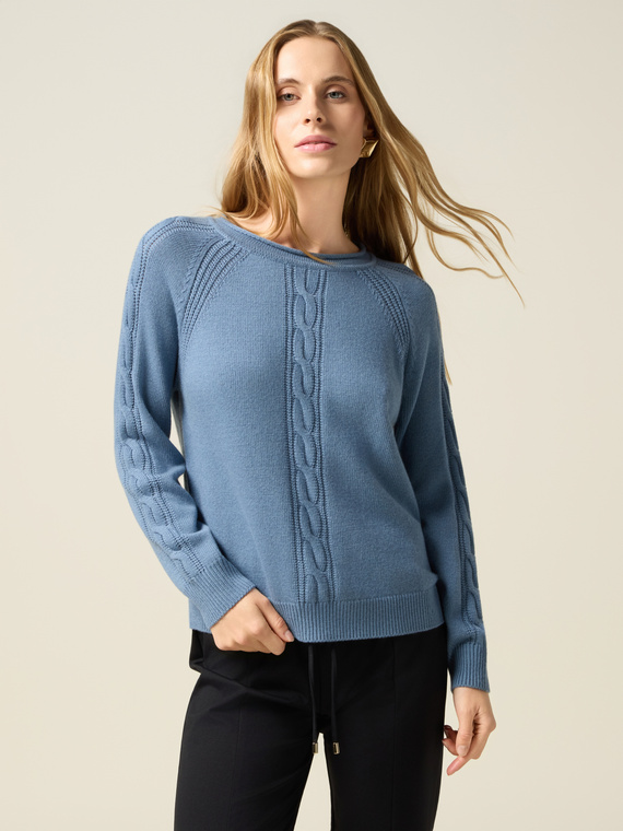 Maglia misto cashmere con dettagli a trecce