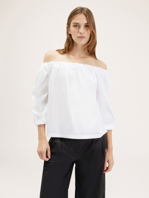 Blusa con scollo elastico off-shoulder