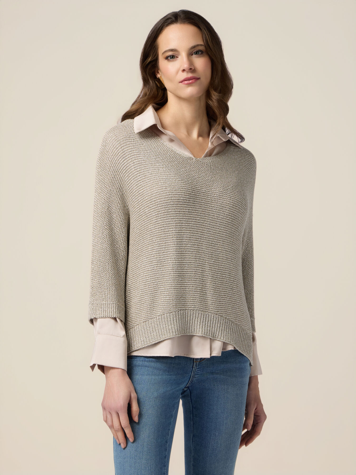 Viscose blend lurex sweater image number 0