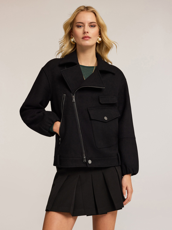 Wool blend caban coat