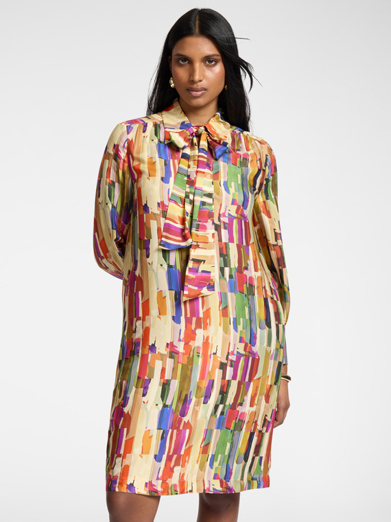 Bedrucktes Kleid mit Schleife