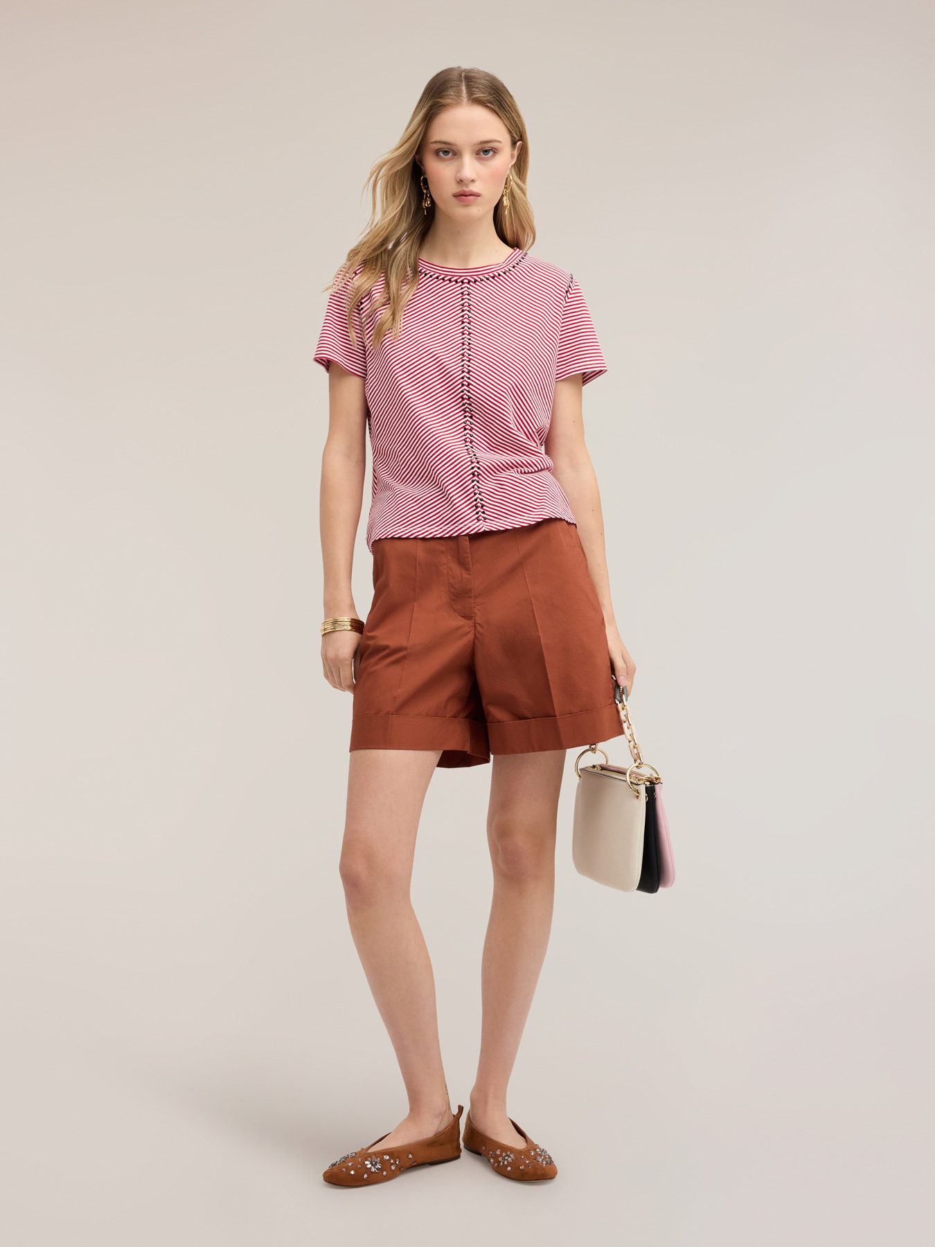 Striped t-shirt with micro studs image number 2
