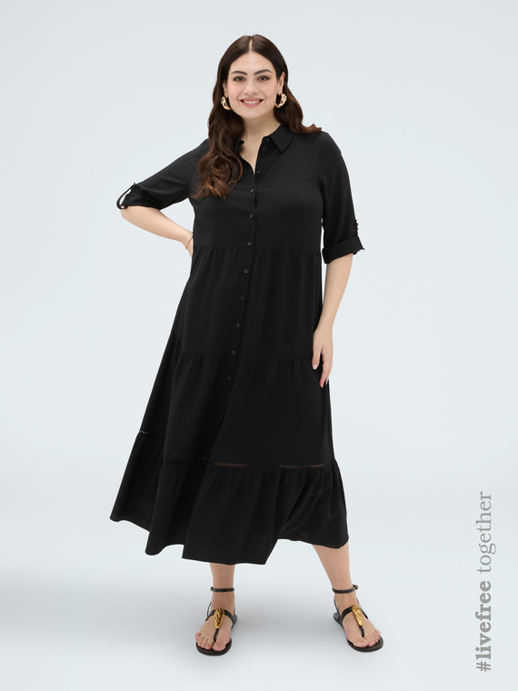 Langes Hemdblusenkleid aus Viskose