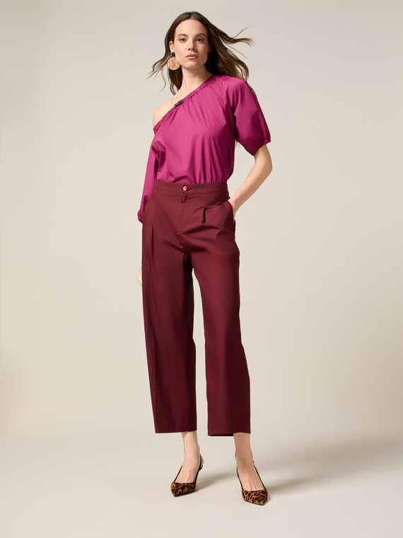 Pantaloni palazzo din poplin