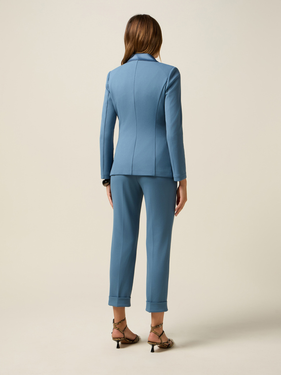 Double-breasted blazer with covered buttons