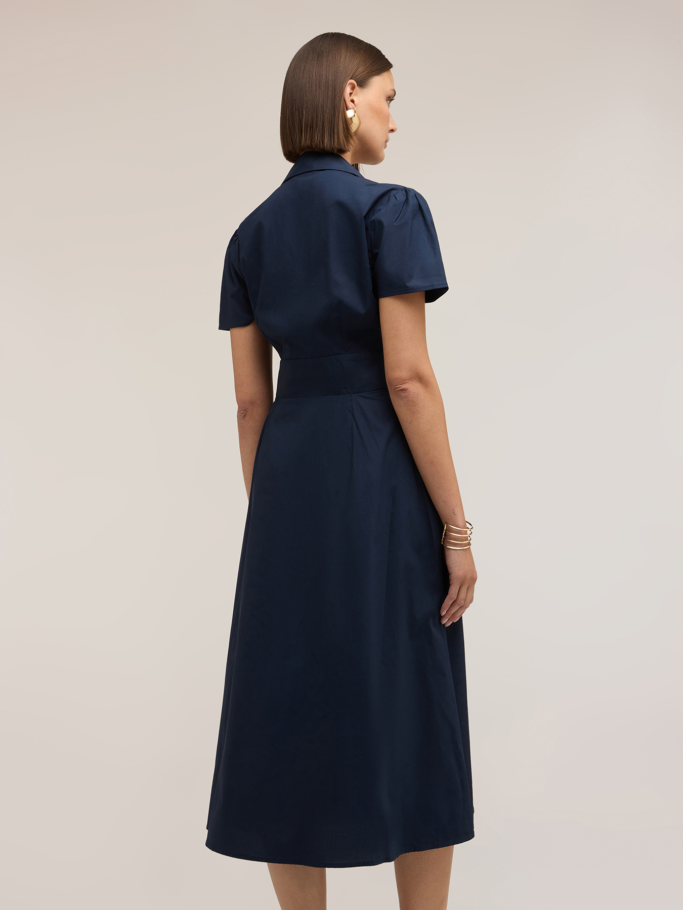 Rochie chemisier midi din poplin image number 1