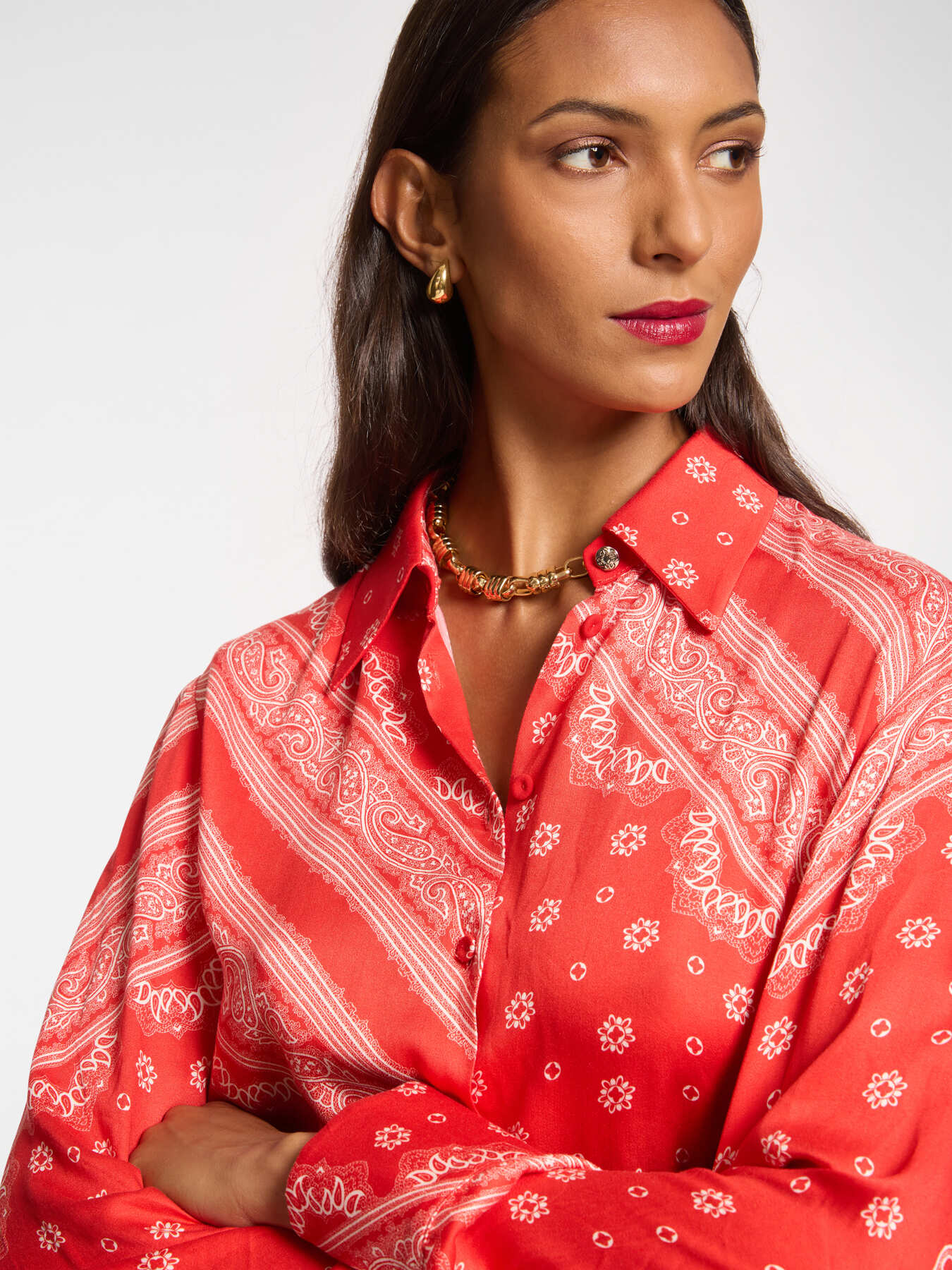 Scarf print shirt image number 3
