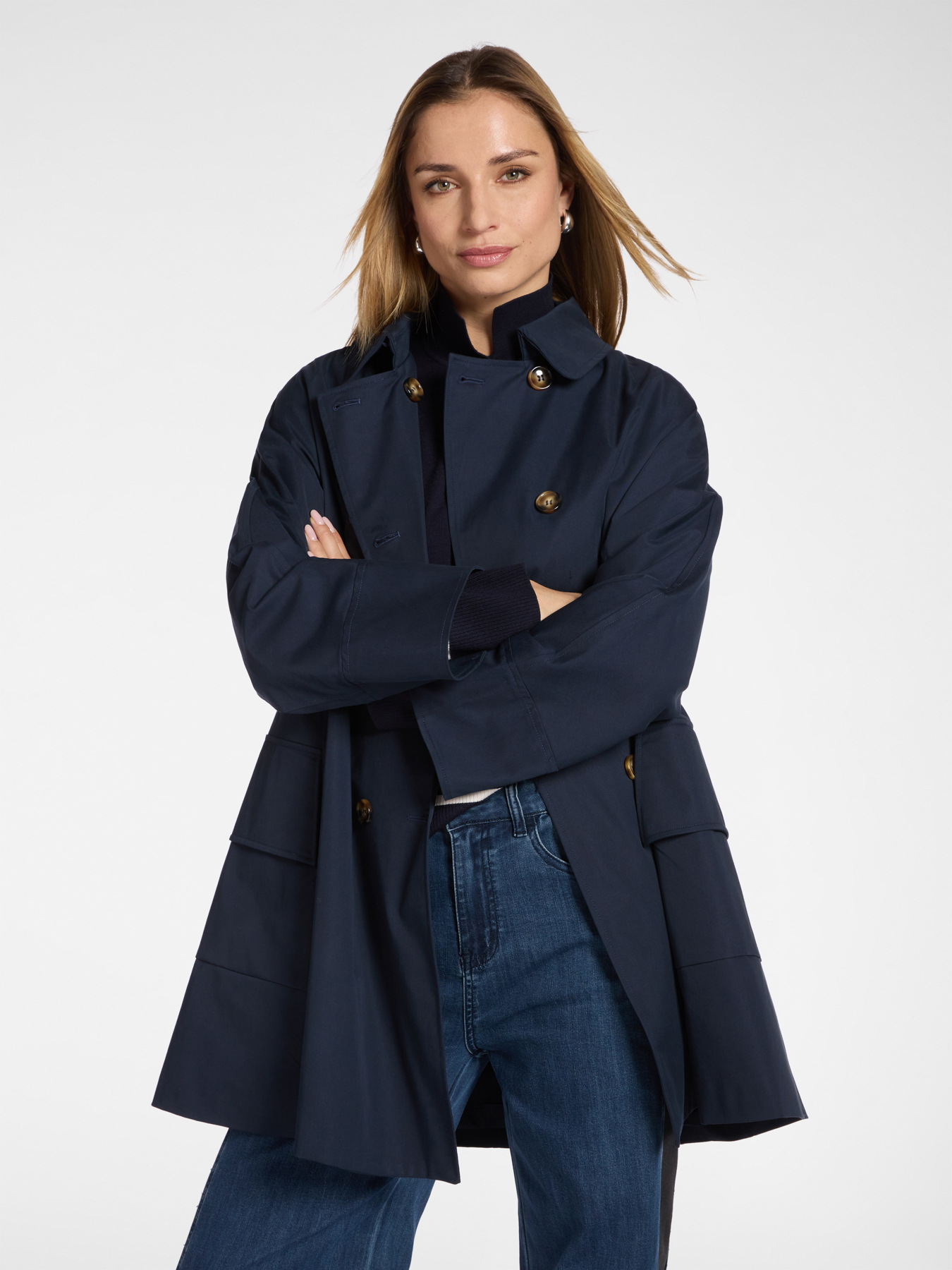 Double-breasted gabardine trench coat image number 0