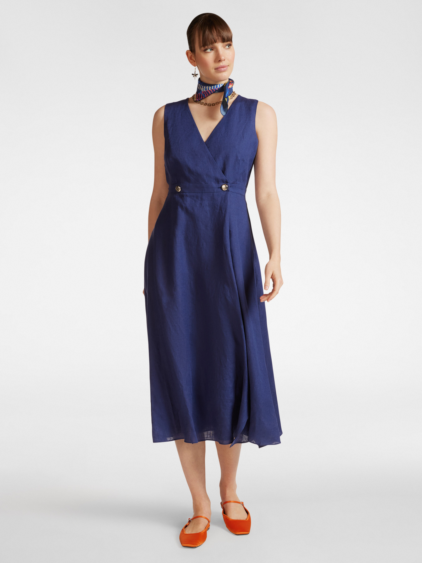 Robe portefeuille en lin image number 0