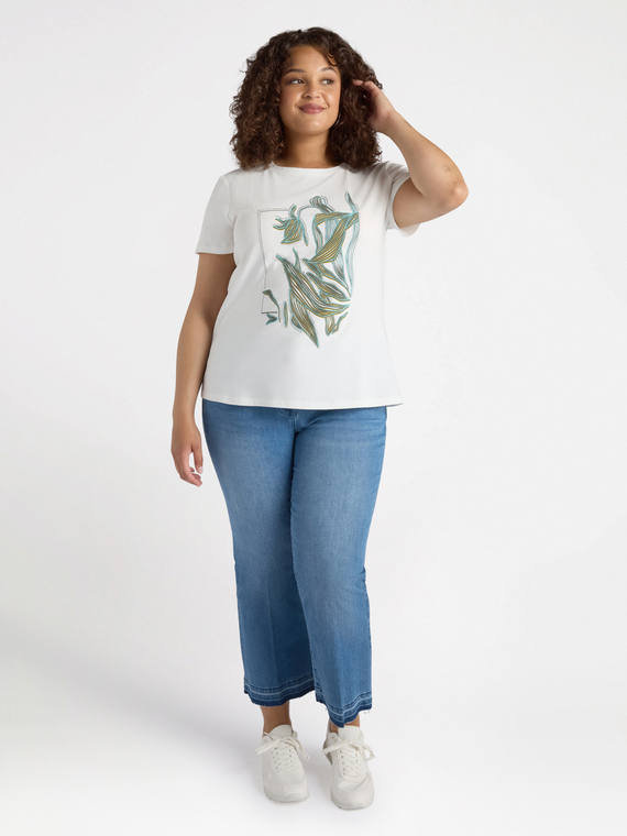 T-shirt with print and crystals