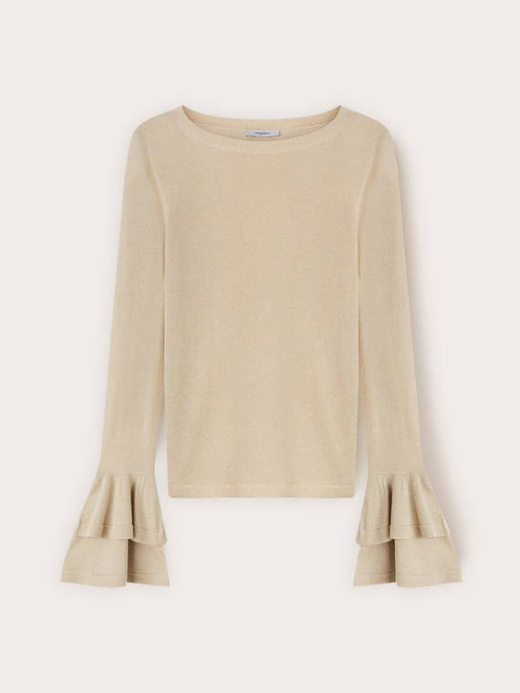 Lurex-Pullover mit Volantärmeln