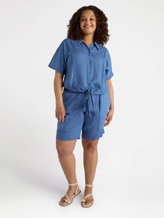 Linen and cotton jersey shorts