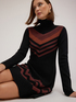 Short knit dress with chevron pattern image number 3