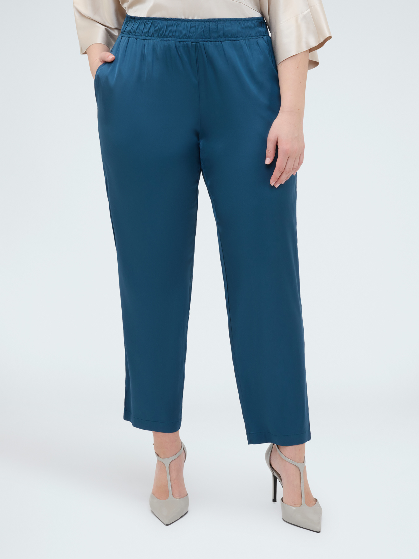 Stretch satin joggers image number 1