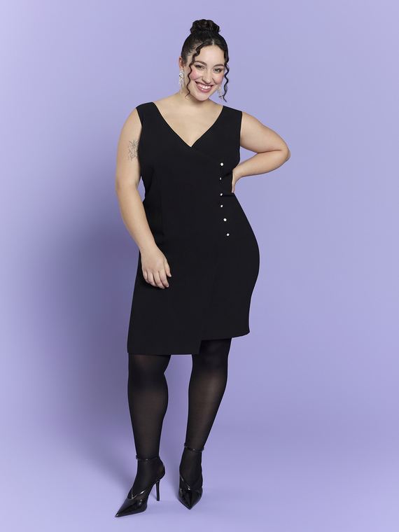 Vestito tubino con bottoni gioiello - GLAM