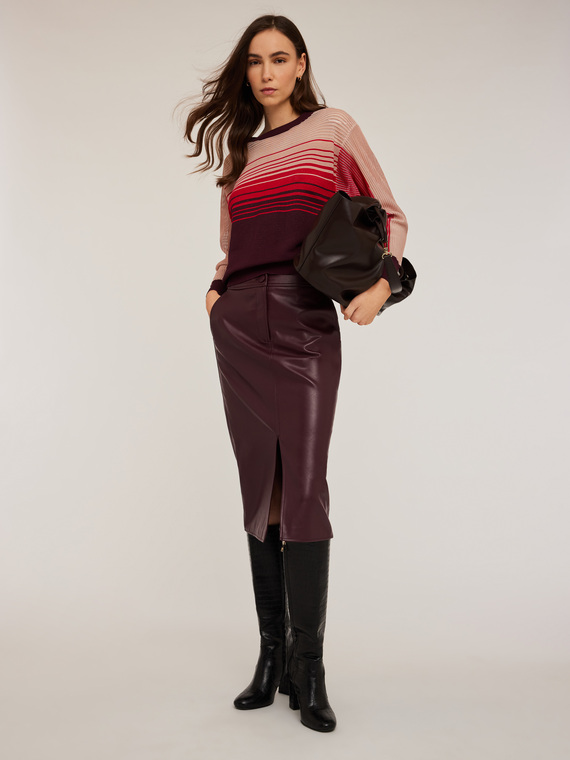 Coated fabric midiskirt