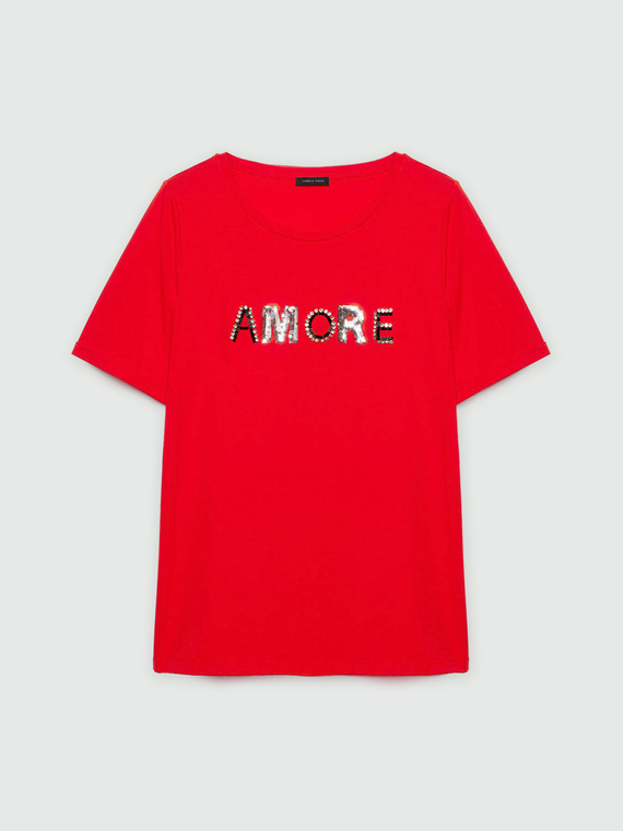 T-Shirt mit Schriftzug „Amore“
