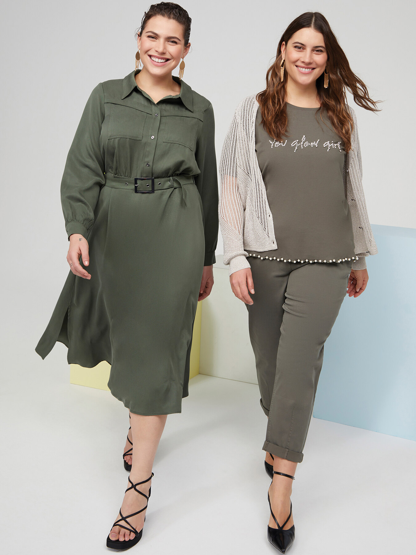 Vestito chemisier con cintura in fibre TENCEL™ image number 0