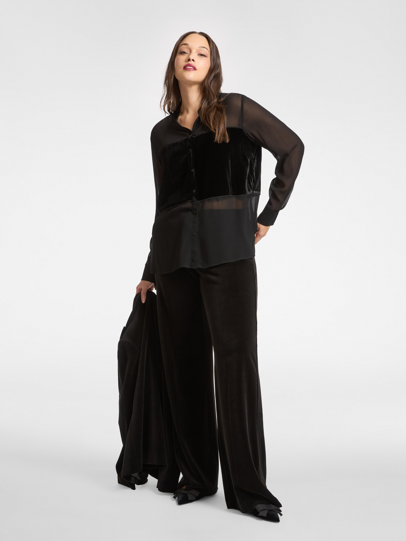 Camicia in georgette e velluto image number 2