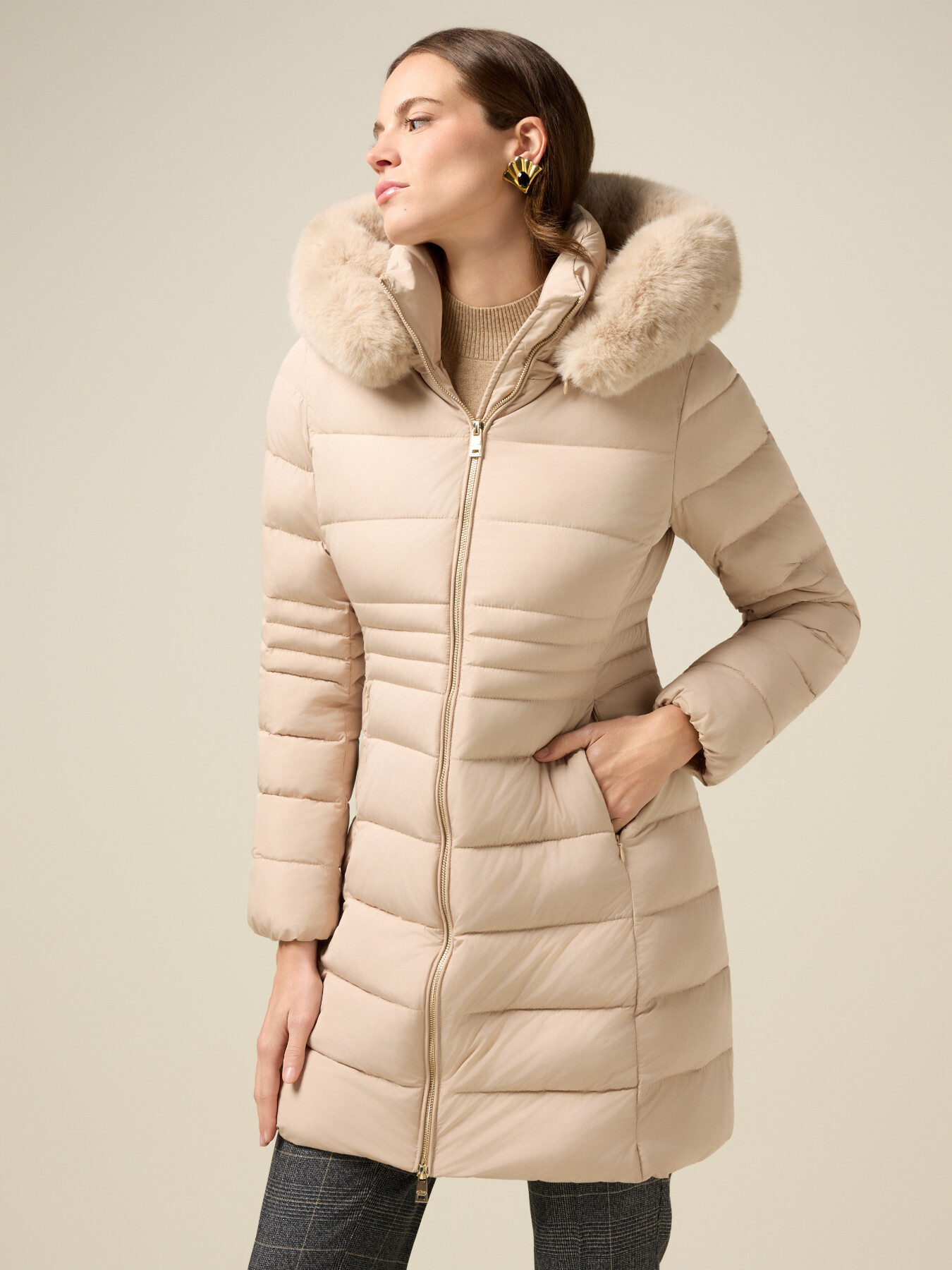 Midi down jacket with hood image number 0