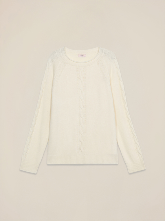 Maglia misto cashmere con dettagli a trecce