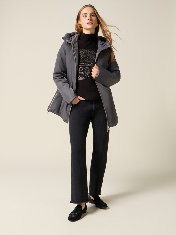 Piumino midi con cappuccio