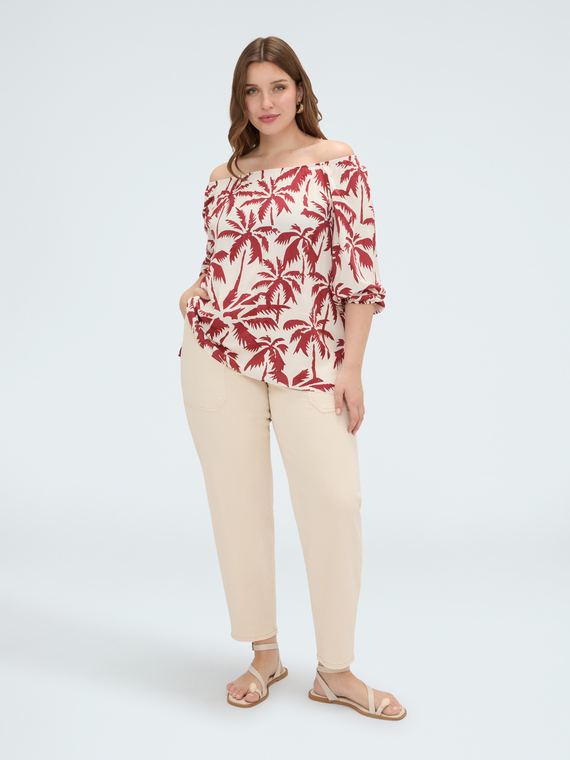 Off-shoulder blouse with print