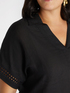 Linen blouse with embroidered sleeves image number 3