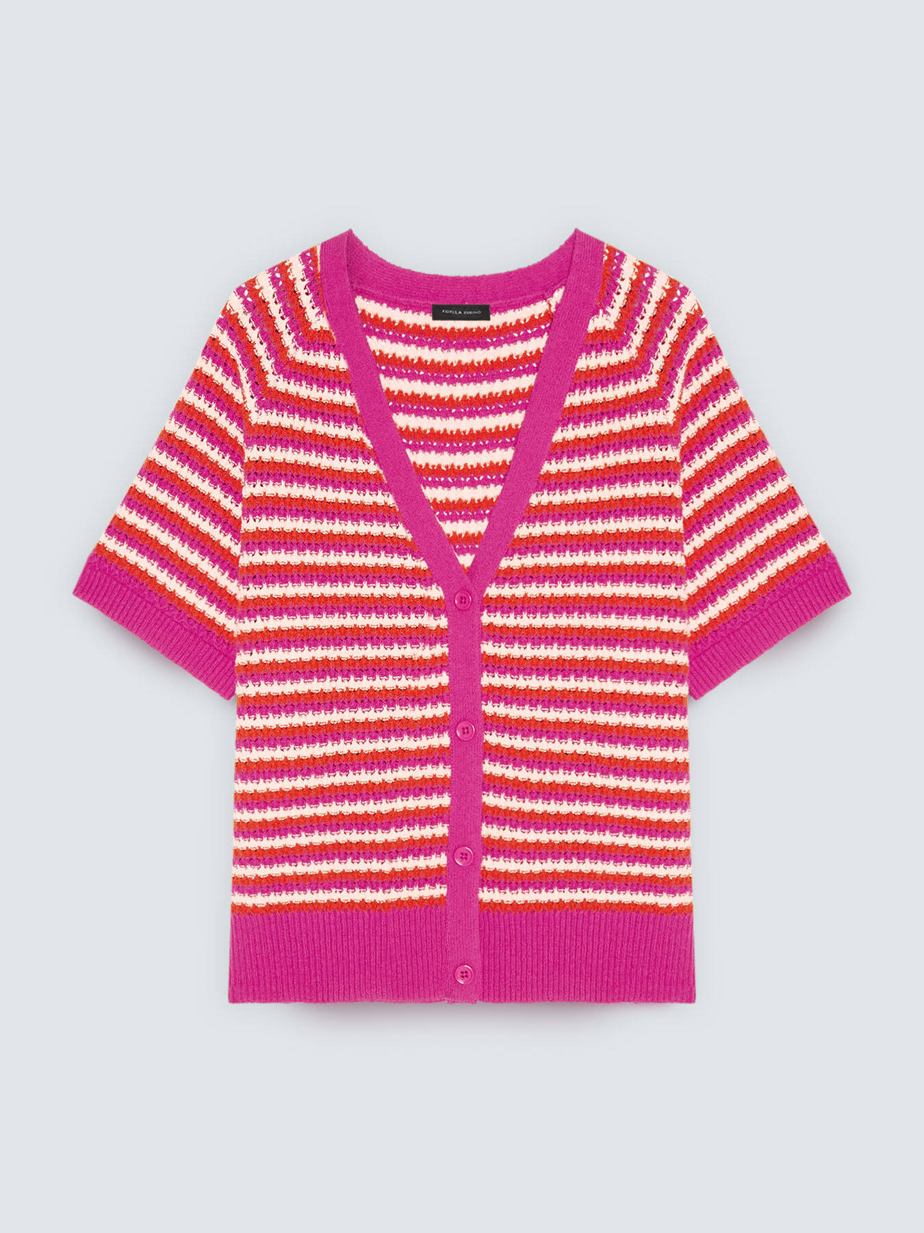 Cardigan a righe in misto cotone image number 4