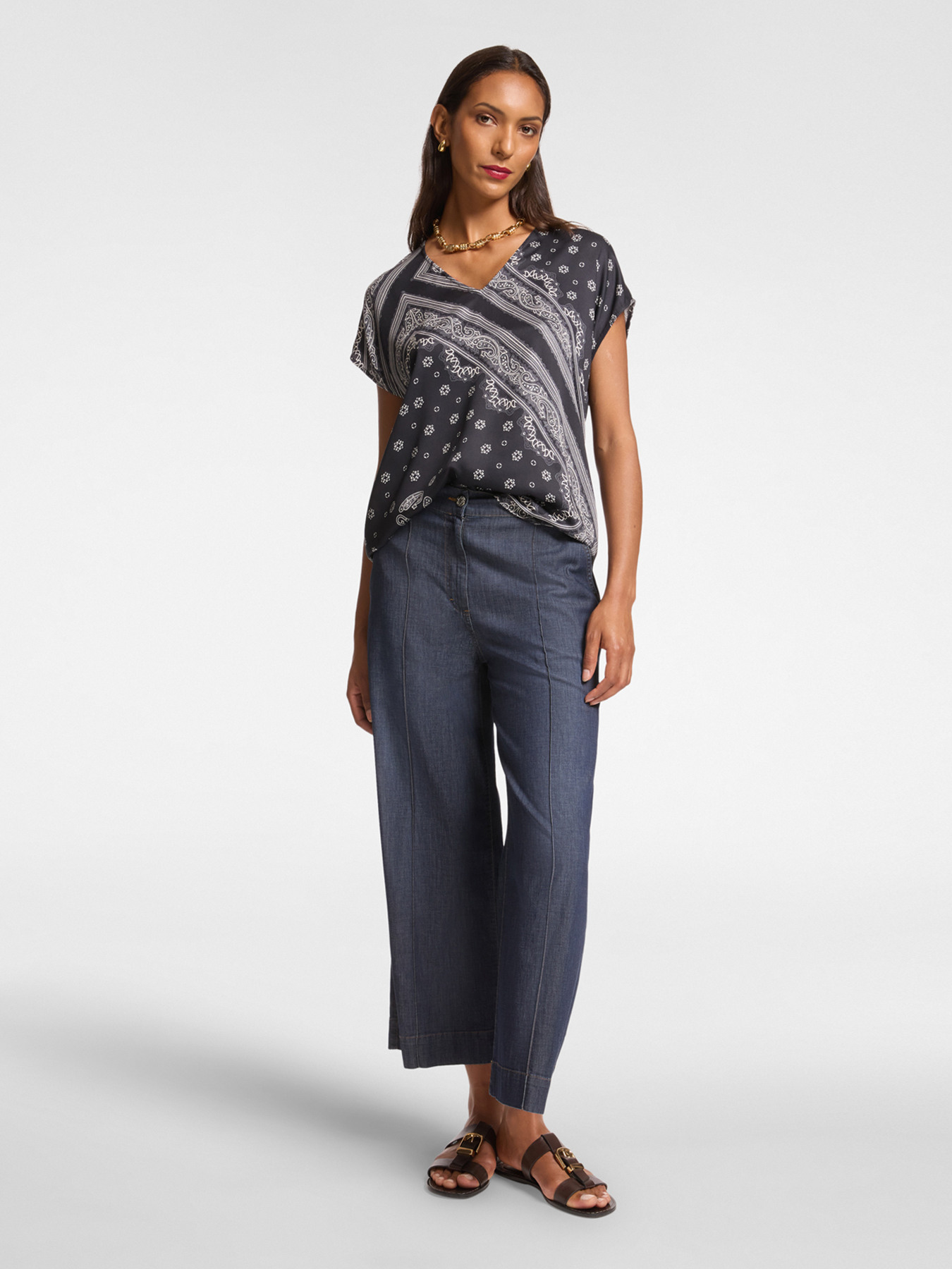 Blusa dalla stampa foulard image number 2