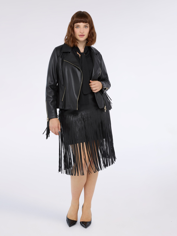Tube skirt with maxi fringes