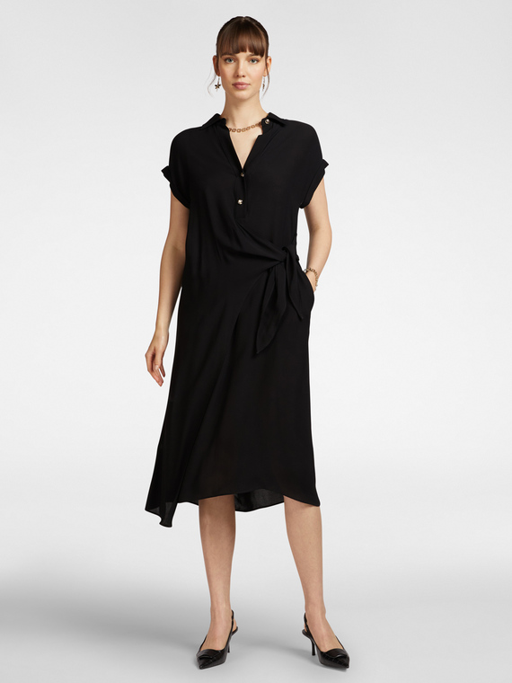 Vestido camisa com nó lateral