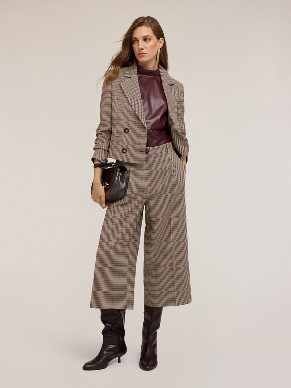 Pantaloni cropped fantasia check