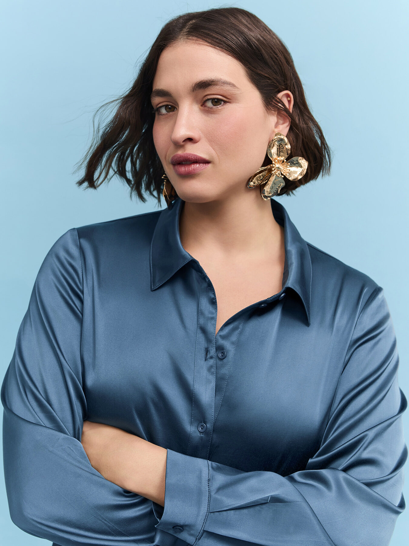 Stretch satin shirt image number 5