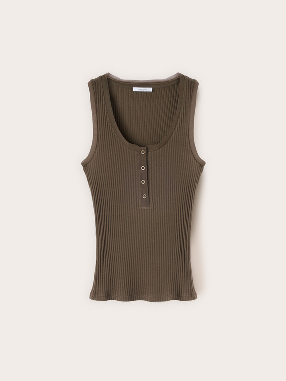 Ribbed button-up top