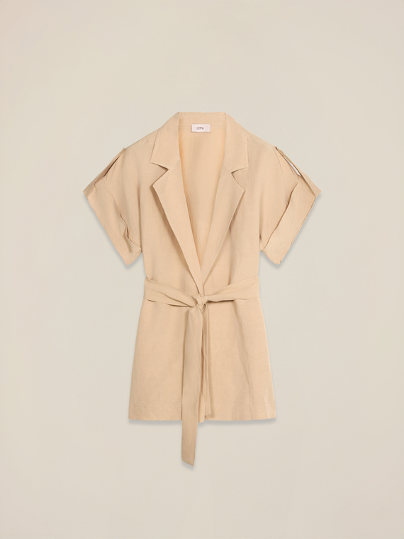 Unstructured linen blend jacket