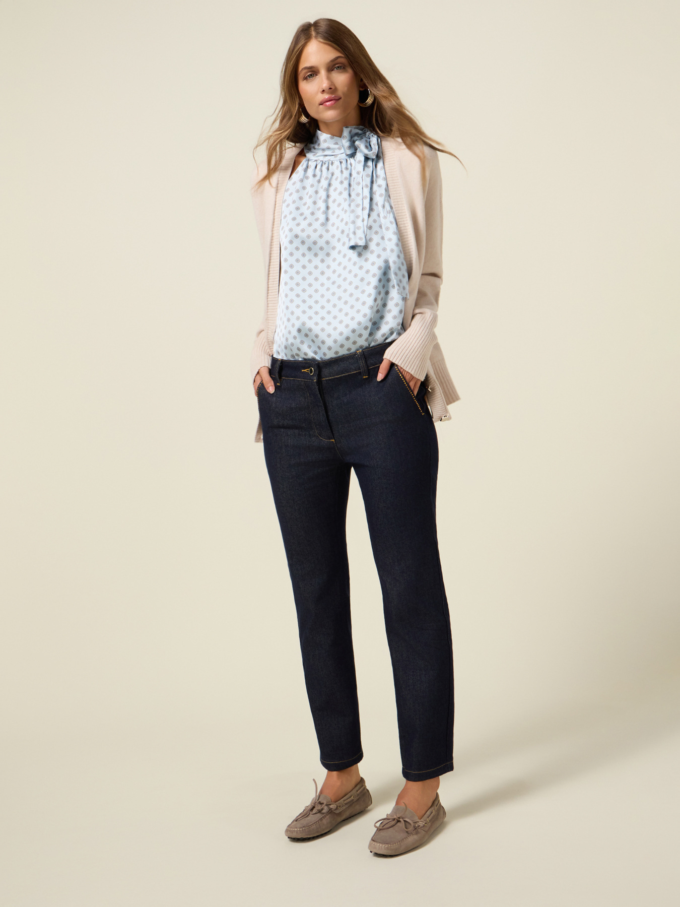 Regular jeans with rhinestones image number 0