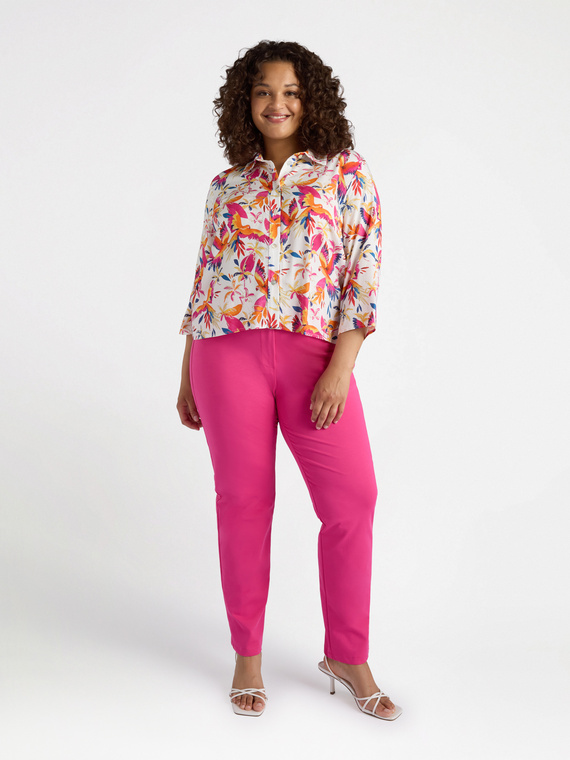 Camicia boxy stampa Parrot and Palm
