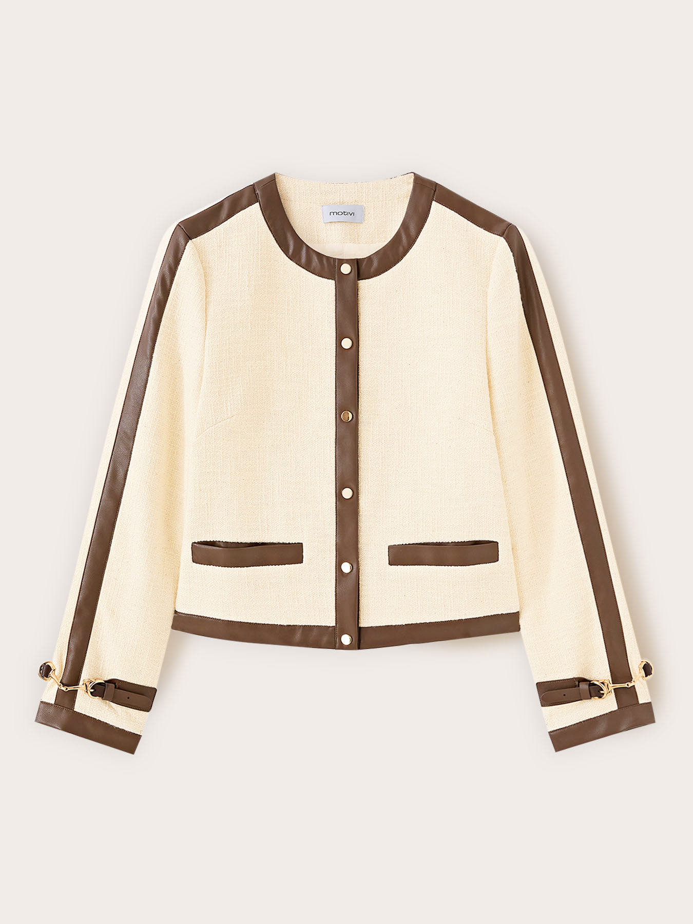 Boucl&eacute; jacket with contrasting trim image number 4